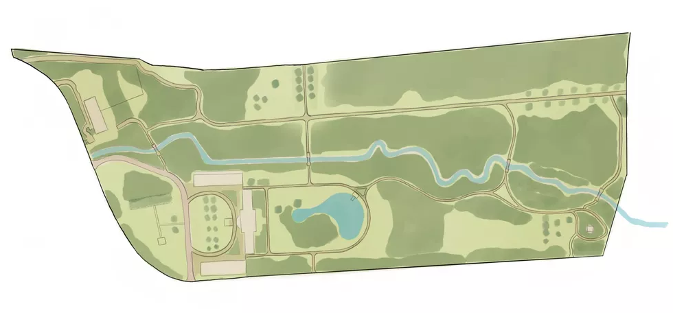 Lageplan des Parks mit Kunstwerken